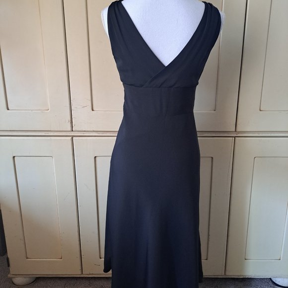 J Crew Silk Cross Bodice V Neck Sleeveless Black Dress Sz 2 - Picture 7 of 9